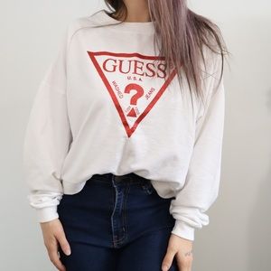 Guess Crewneck Pullover Sweater ~ White